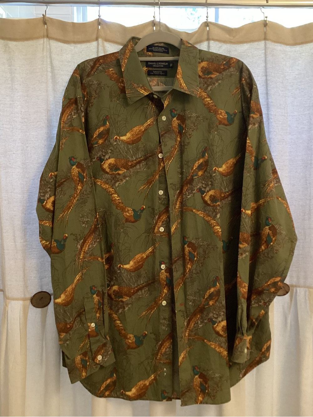 Daniel Cremieux Olive Button-Down Shirt with Pheasant Print